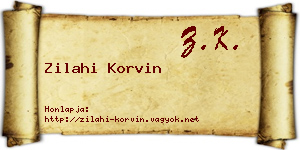 Zilahi Korvin névjegykártya